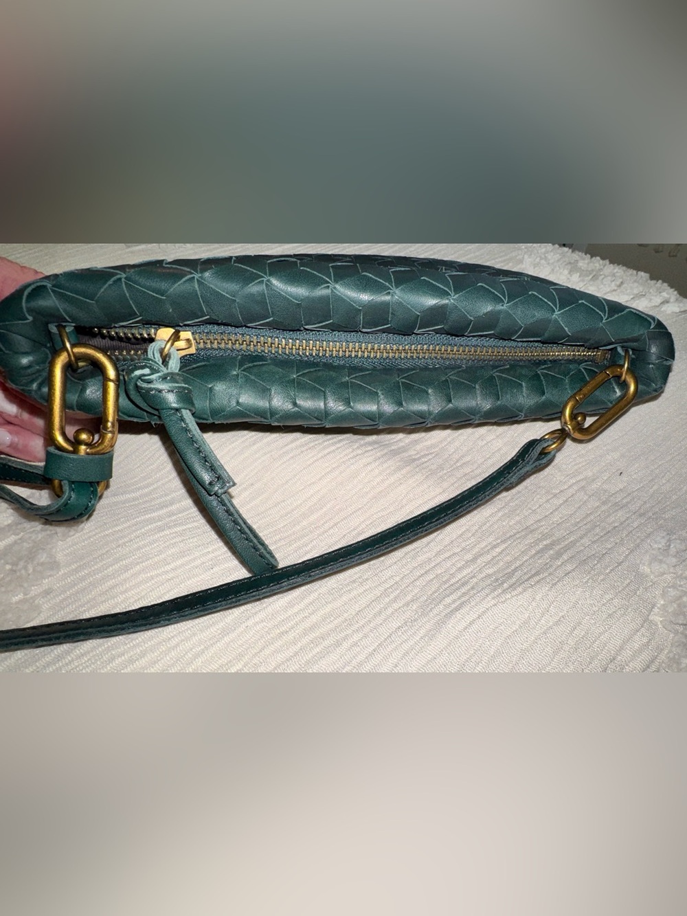 Madewell Dark Green Woven Leather Crossbody - Picture 6 of 8